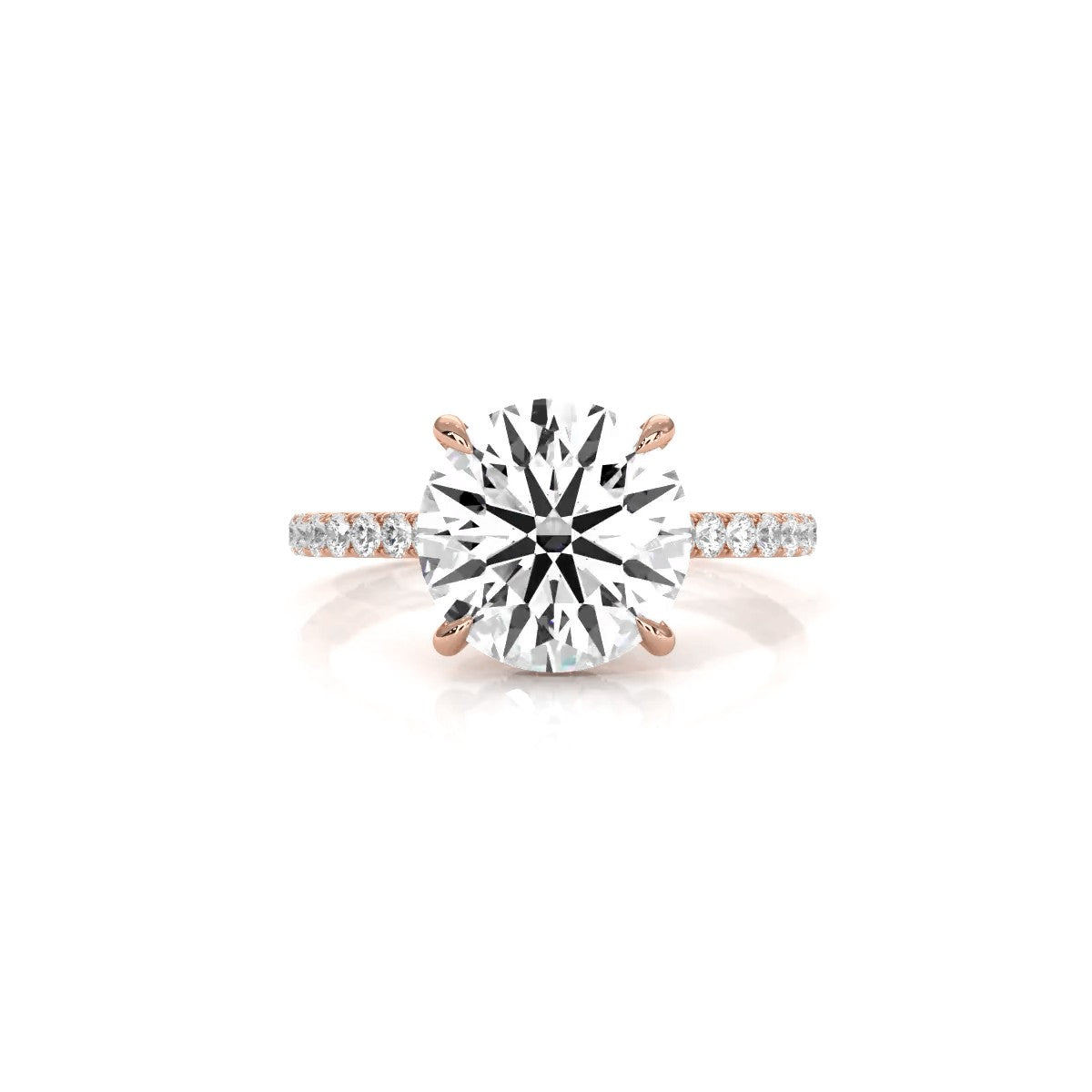 U Pave Hidden Halo Round Diamond Engagement Ring 14k White Gold 2.51 Ctw.